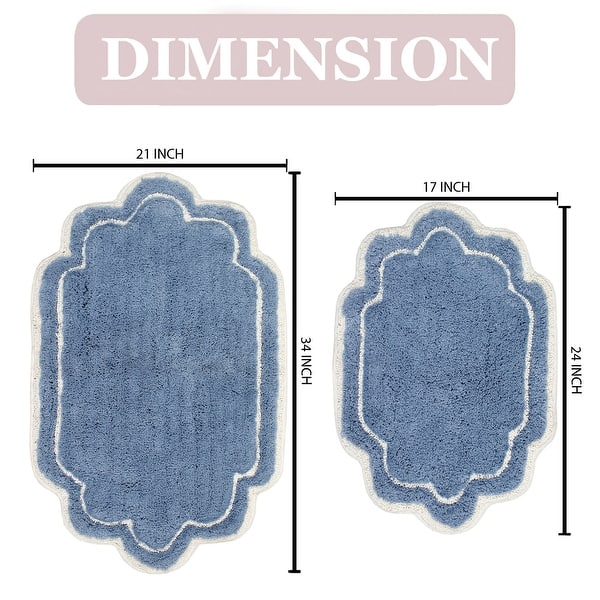 Allure Collection 100 Cotton Bath Carpet NonSlip 2 Piece Bath Carpet